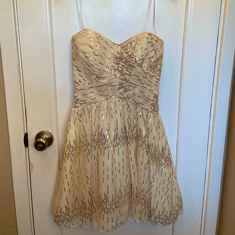 Roberta Strapless Sequin Gold Dress Size 3/4